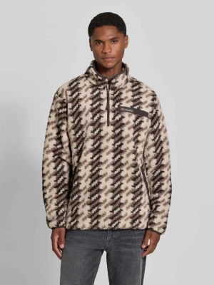 sweter o kroju regular fit z naszywką z logo Columbia Kamienny