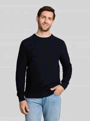 sweter o kroju regular fit z okrągłym dekoltem i kołnierzem crew neck Tom Tailor Granatowy