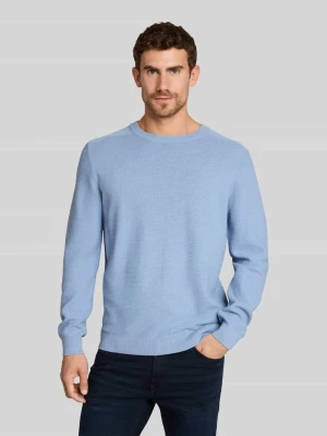 sweter o kroju regular fit z okrągłym dekoltem i kołnierzem crew neck Tom Tailor Niebieski