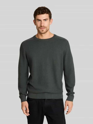 sweter o kroju regular fit z okrągłym dekoltem i kołnierzem crew neck Tom Tailor Oliwkowy