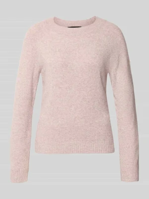 sweter o kroju regular fit z okrągłym dekoltem model 'DOFFY' Vero Moda Brudnoróżowy