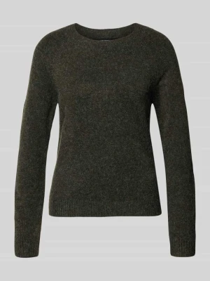 sweter o kroju regular fit z okrągłym dekoltem model 'DOFFY' Vero Moda Ciemnozielony