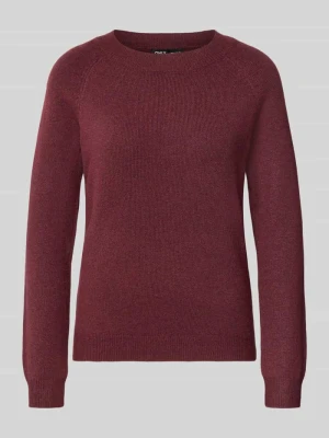 sweter o kroju regular fit z okrągłym dekoltem model 'RICA' Only Bordowy melanż
