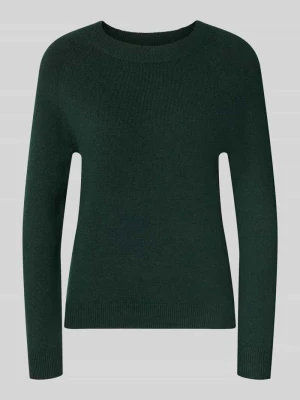 sweter o kroju regular fit z okrągłym dekoltem model 'RICA' Only Ciemnozielony melanż