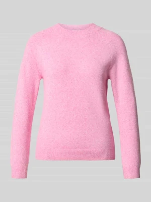 sweter o kroju regular fit z okrągłym dekoltem model 'RICA' Only Mocnoróżowy melanż