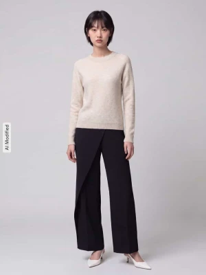 sweter o kroju regular fit z okrągłym dekoltem model 'RICA' Only Złamany biały melanż