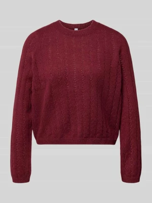 sweter o kroju regular fit z prążkowanymi ściągaczami na rękawach model 'ADA' Pieces Bordowy