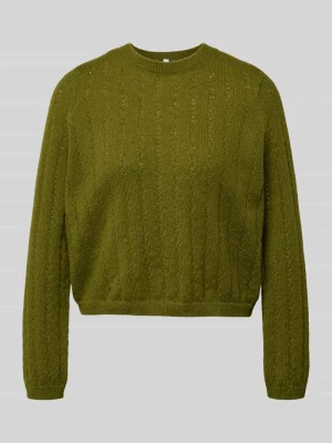 sweter o kroju regular fit z prążkowanymi ściągaczami na rękawach model 'ADA' Pieces Oliwkowy