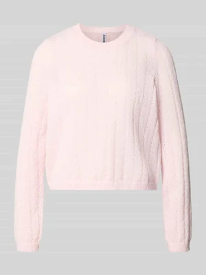 sweter o kroju regular fit z prążkowanymi ściągaczami na rękawach model 'ADA' Pieces Różowy