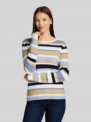 sweter o kroju regular fit z prążkowanymi wykończeniami Tom Tailor Błękitny