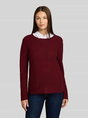 sweter o kroju regular fit z prążkowanymi wykończeniami Tom Tailor Bordowy