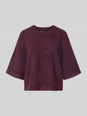 sweter o kroju regular fit z rękawami o dł. 3 / 4 model 'SIMONI' Only Bordowy melanż