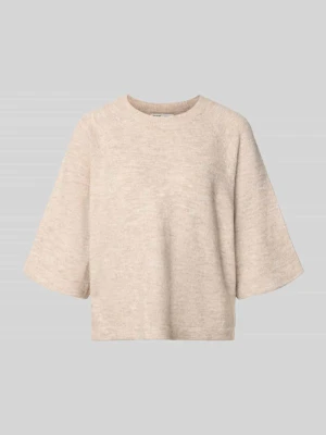 sweter o kroju regular fit z rękawami o dł. 3 / 4 model 'SIMONI' Only Piaskowy melanż