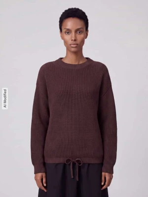 sweter o kroju regular fit z tunelem Jake*s Ciemnobrązowy