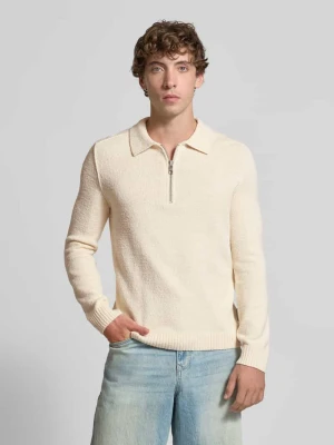 Sweter o kroju relaxed fit w stylu polo z dzianiny z mieszanki bawełny Marc O'Polo DENIM
