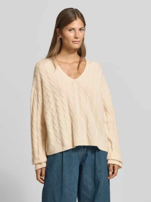 Sweter o kroju relaxed fit z czystej bawełny MYON Złamany biały