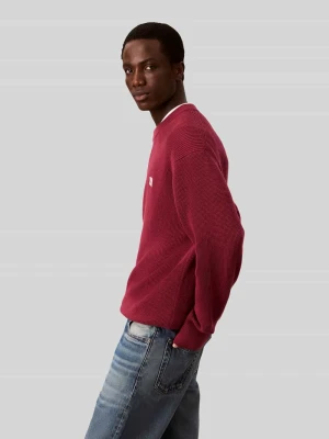 Sweter o kroju relaxed fit z czystej bawełny z wyhaftowanym logo Calvin Klein Jeans Bordowy