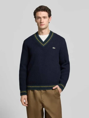 Sweter o kroju relaxed fit z czystej wełny Lacoste Granatowy