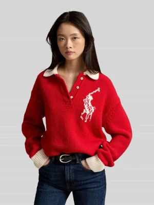 Sweter o kroju relaxed fit z czystej wełny Polo Ralph Lauren Czerwony