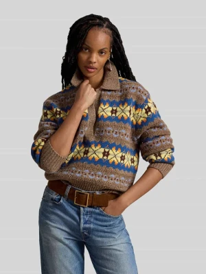 Sweter o kroju relaxed fit z czystej wełny Polo Ralph Lauren Jasnobrązowy