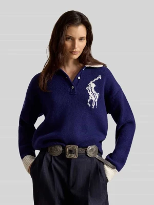 Sweter o kroju relaxed fit z czystej wełny Polo Ralph Lauren Królewski niebieski