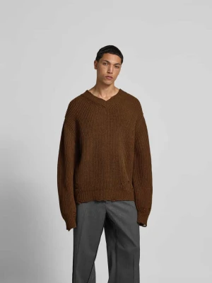 Sweter o kroju relaxed fit z dodatkiem wełny MM6 Maison Margiela Średniobrązowy