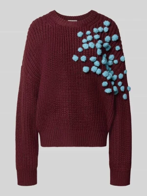 Sweter o kroju relaxed fit z dodatkiem wełny model 'KOSTAR' Essentiel Antwerp Średniobrązowy