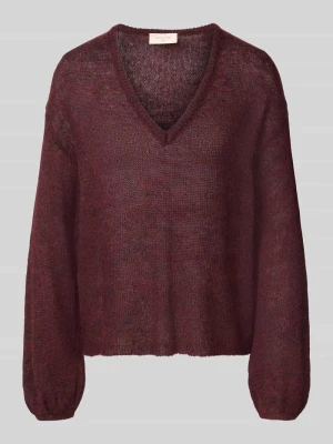 Sweter o kroju relaxed fit z domieszką wełny z alpaki model 'Dido' Freequent Bordowy melanż