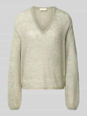 Sweter o kroju relaxed fit z domieszką wełny z alpaki model 'Dido' Freequent Jasnozielony