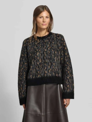 Sweter o kroju relaxed fit z domieszką wełny z alpaki w imitacji dzianiny MYON Czarny