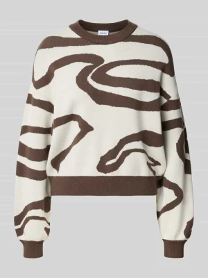Sweter o kroju relaxed fit z mieszanka wiskozy model 'Charlott' Noisy May Beżowy melanż