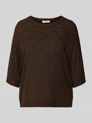Sweter o kroju relaxed fit z mieszanka wiskozy model 'Vicki' Freequent Ciemnobrązowy