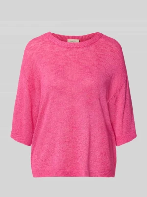 Sweter o kroju relaxed fit z mieszanka wiskozy model 'Vicki' Freequent Mocnoróżowy