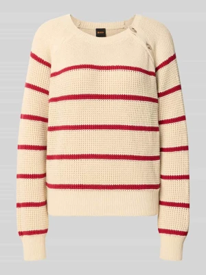 Sweter o kroju relaxed fit z mieszanki bawełny model 'C_Farbori' Boss Écru