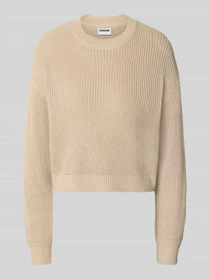 Sweter o kroju relaxed fit z mieszanki bawełny model 'Maysa' Noisy May Piaskowy