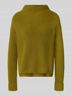 Sweter o kroju relaxed fit z mieszanki bawełny model 'SELMA' Selected Oliwkowy