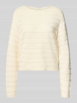 Sweter o kroju relaxed fit z mieszanki bawełny Tom Tailor Złamany biały