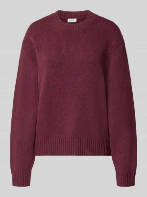 Sweter o kroju relaxed fit z mieszanki bawełny w imitacji dzianiny Noisy May Śliwkowy