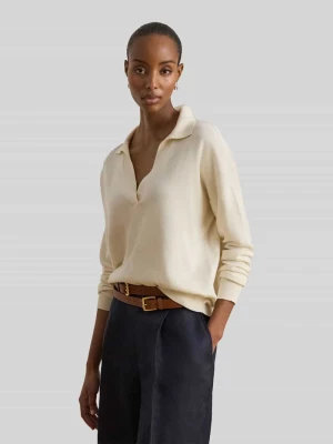 Sweter o kroju relaxed fit z mieszanki bawełny z kołnierzykiem polo Lauren Ralph Lauren Écru