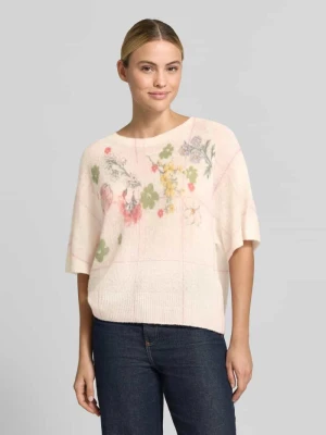 Sweter o kroju relaxed fit z mieszanki wełny z alpaki Marc Cain Jasnoróżowy