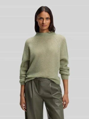 Sweter o kroju relaxed fit z mieszanki wełny ze stójką Boss Limonkowy