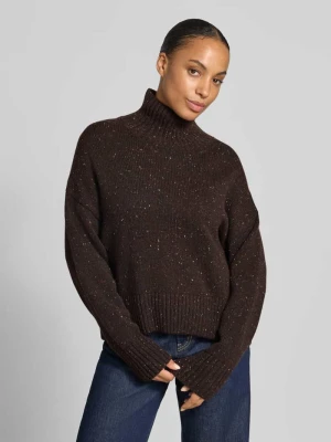 Sweter o kroju relaxed fit z mieszanki żywej wełny w imitacji dzianiny LANIUS Bordowy