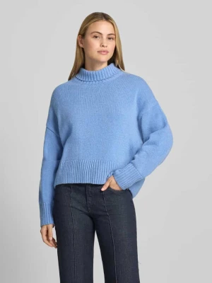 Sweter o kroju relaxed fit z mieszanki żywej wełny w imitacji dzianiny LANIUS Jasnoniebieski