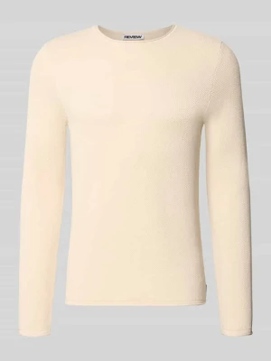 Sweter o kroju slim fit z czystej bawełny REVIEW Écru