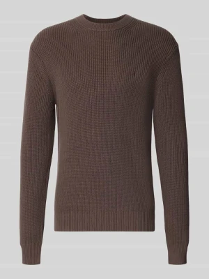 sweter o kroju slim fit z czystej bawełny w imitacji dzianiny Replay Czekoladowy