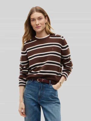Sweter o kroju slim fit z czystej wełny Tommy Hilfiger Ciemnobrązowy