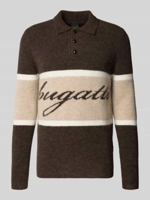 sweter o kroju slim fit z dodatkiem wełny Bugatti Średniobrązowy