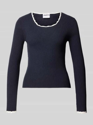 sweter o kroju slim fit z dodatkiem wełny Jake*s Ciemnoniebieski