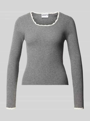sweter o kroju slim fit z dodatkiem wełny Jake*s Średnioszary melanż