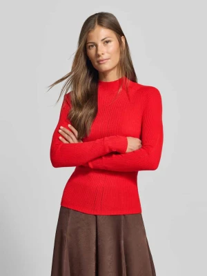 Sweter o kroju slim fit z dodatkiem wełny MYON Czerwony